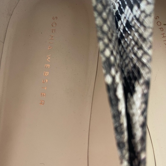 Sophia Webster Black & White Snakeskin Pointed Flats - Picture 4 of 8